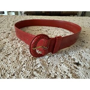 Vintage Genuine Snakeskin Belt Red Small Club 7 Echo 80's 90's EUC